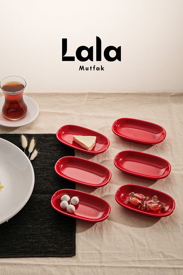 Gözde Küçük Kayık Tabak 6'lı (12X7 CM) - Kırılmaya Dayanıklı Kahvaltı, Çerezlik Ve Sunum Tabağı - 3