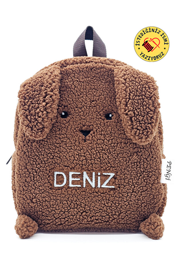 Rabbit Brown 0-8 Years Old Children's Backpack - Yaşarma with Embroidered Name of Your Choice