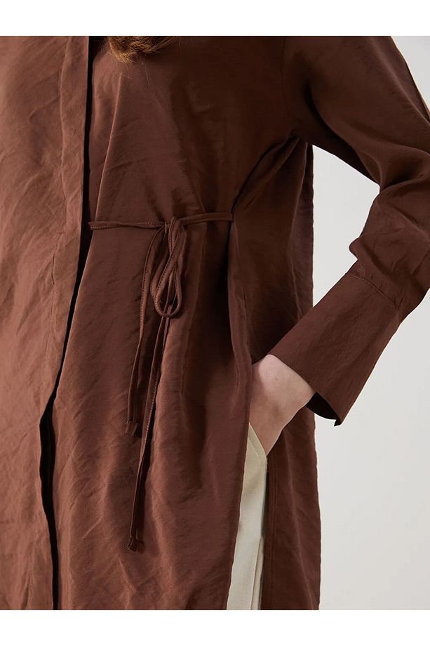 LCW Modest Kahverengi Modal Karışımlı Oversize Kadın Gömlek Tunik - 3