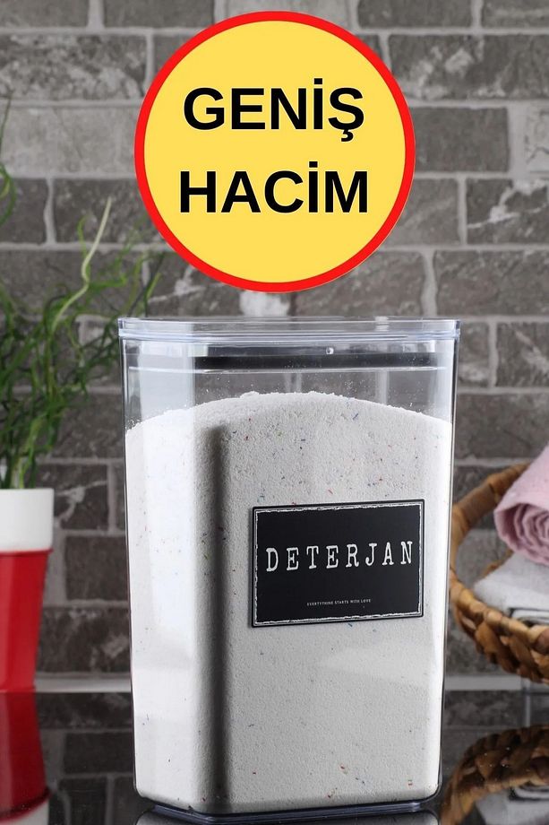 Dekoratif Dikdörtgen Vakum Kapaklı Toz Deterjan Saklama Kutusu 3.1 Lt 1 Adet - 3