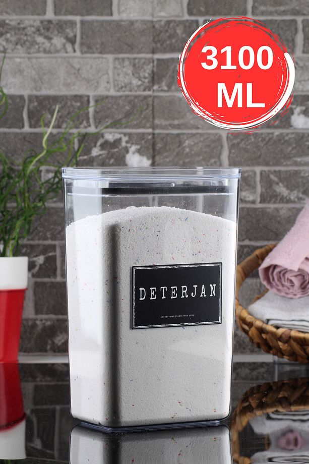 Dekoratif Dikdörtgen Vakum Kapaklı Toz Deterjan Saklama Kutusu 3.1 Lt 1 Adet - 1