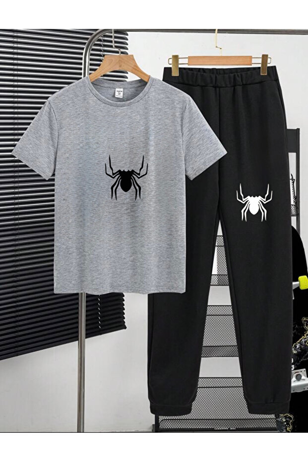 Children's T-Shirt Sweatpants Top Spider Printed Suit