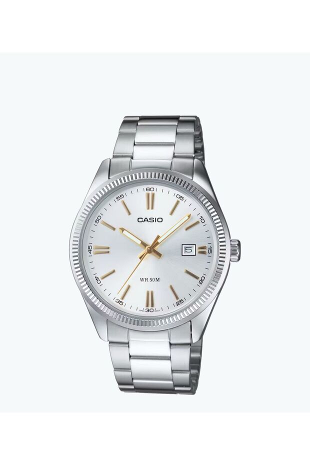 ساعة يد بعقارب مقاومة للماء بسوار من الإستانلس ستيل طراز MTP-1302D-7A2 - مقاس 39 مم - لون فضي للرجال