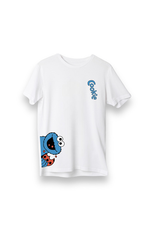 تي شيرت عادي مطبوع عليه وحش البسكويت - 1