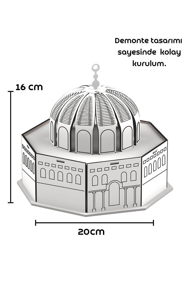 Mescid-i Aksa 3D Ahşap Puzzle Maketi (Boyanabilir Boya Fırça Seti) - 4