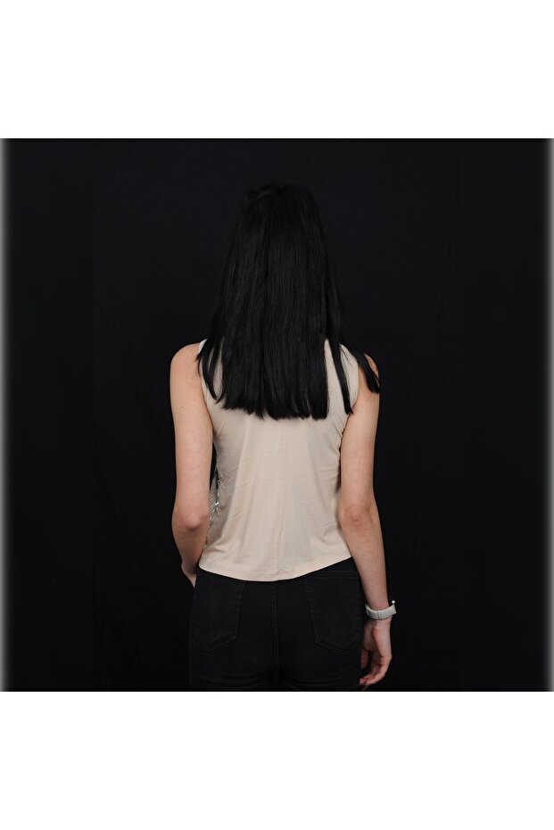 Bej Askılı Pullu Buluz - 2