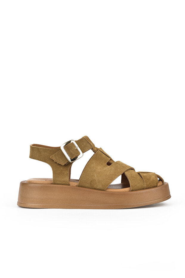 , Genuine Leather Women's Sandals 1511033Z25013 Tobacco