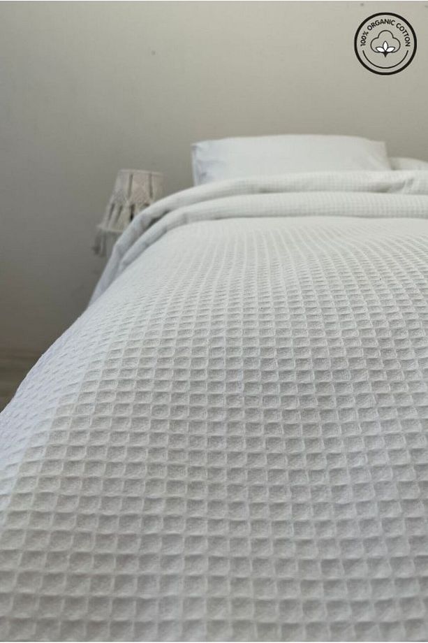 Pike Tek Kişilik %100 Pamuk Waffle Desenli Yatak Örtüsü Otel Tipi Lüx Pike - 6