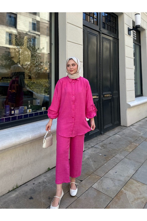 Women's Sleeve Tunnel Linen Double Suit