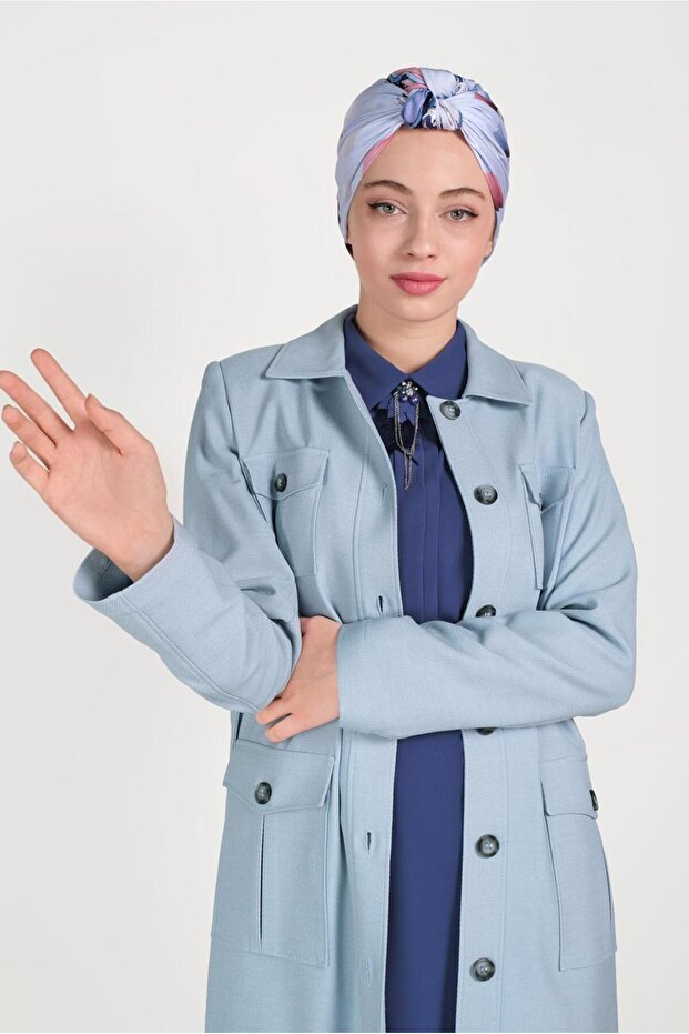 Belted Buttoned Overcoat 10163 - 1