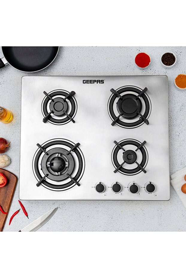 2 IN 1 Built-in Gas Hob Stainless Steel Sabaf Burners| Cast Iron Pan Support Auto Ignition GGC31026