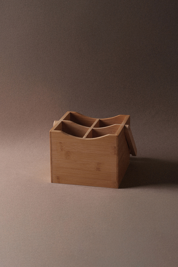 4 Compartment Root Bamboo Square Sampler 5417 - 1