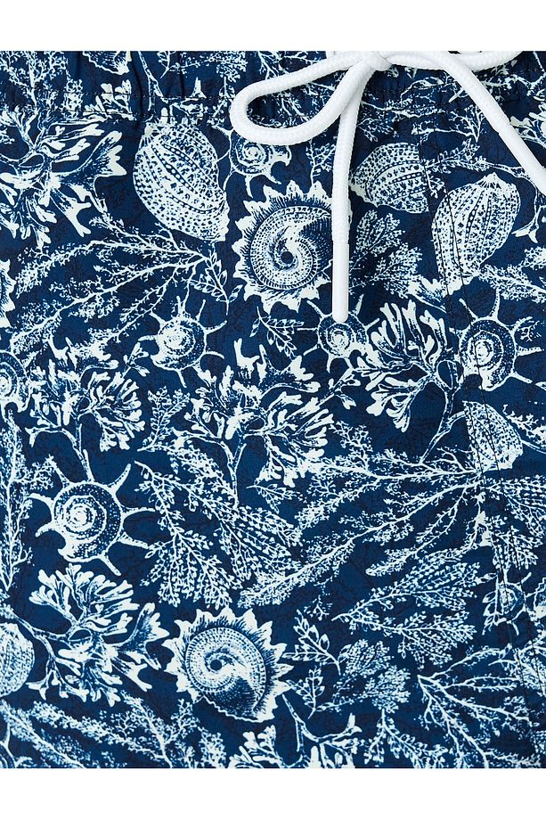 Baskılı Oversize Beli Bağcıklı Deniz Şortu - 6