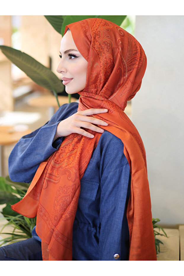 شال قطني أنيق على الوجهين بنمط عتيق - 3