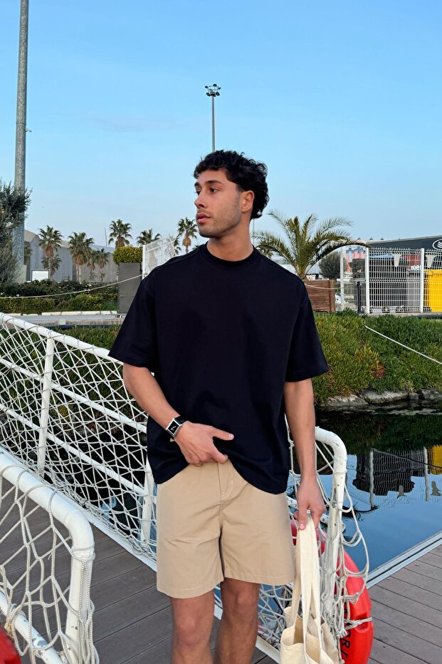 Basic Oversize Tişört Siyah - 1