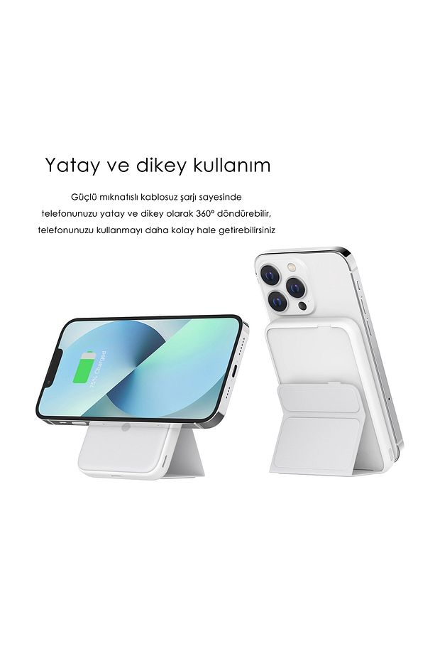 Magsafe Powerbank 7000mah 20w Hızlı Şarj Standlı Ve Taşınabilir Iphone Ve Android Uyumlu - 8
