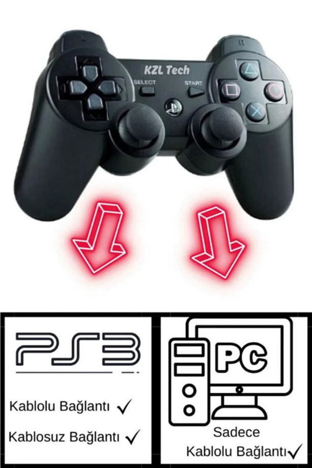 Ps3 Kablosuz Analog Oyun Kolu Dualshock Wireless Joystick Controller Double Gamepad 2 Adet - 2