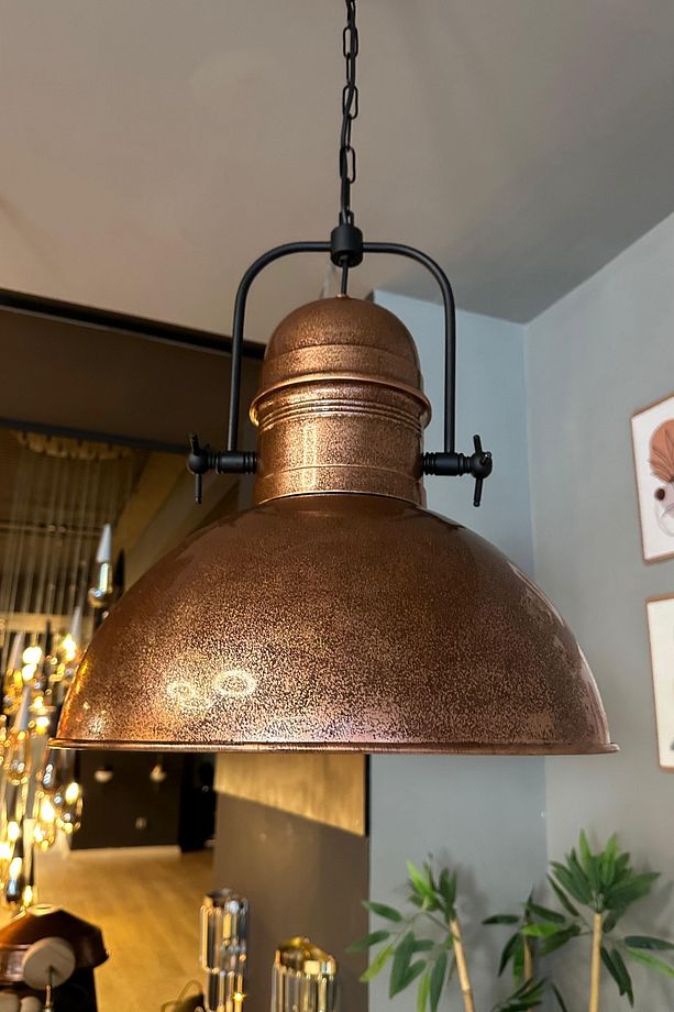 Bakır Rengi Gösterişli Avize Tekli Sarkıt Restoran Yemek Toplantı Odası Salon Kafe Mutfak - 6