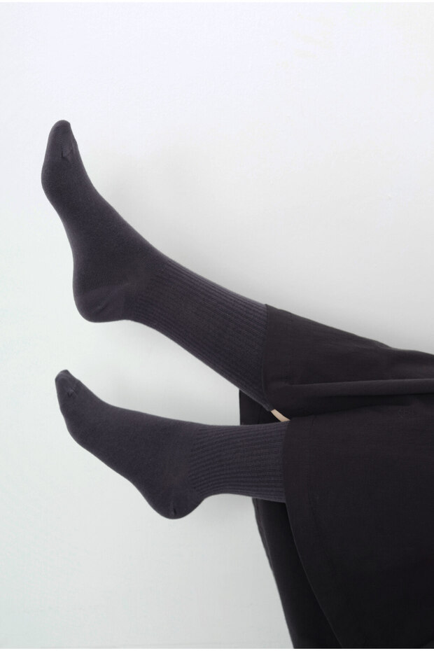 Flat Rubber Knitted Socks Anthracite