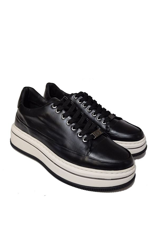Bağcıklı Kalın Düz Taban Kat Deri Model Erkek Sneaker Ayakkabı 21102 - 3