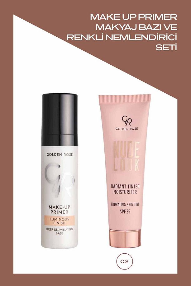 Make Up Primer Makyaj Bazı ve No: 02 Medium Tint Renkli Nemlendirici Seti - 1