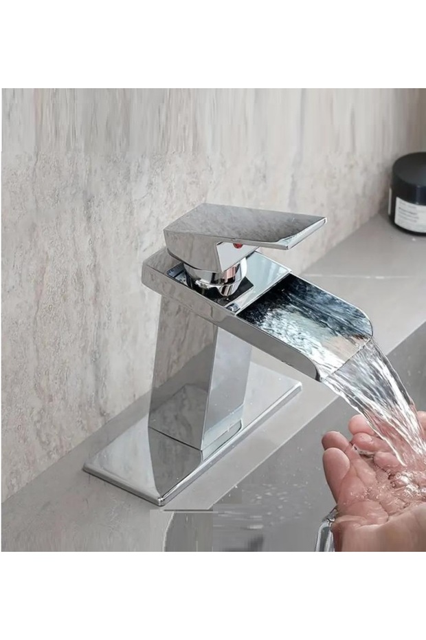 Washbowl Mieser Chrome Waterfall Square Body Slanted Basin Bathroom Fixture Double Entry Luxury Ergonomic