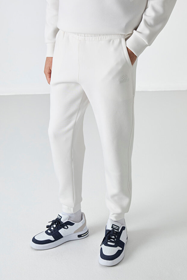 Ekru Bağcıklı Dar Paça Erkek Eşofman Alt - 84999 - 8