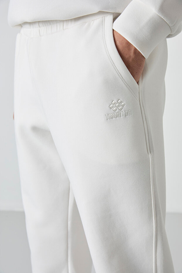 Ekru Bağcıklı Dar Paça Erkek Eşofman Alt - 84999 - 4