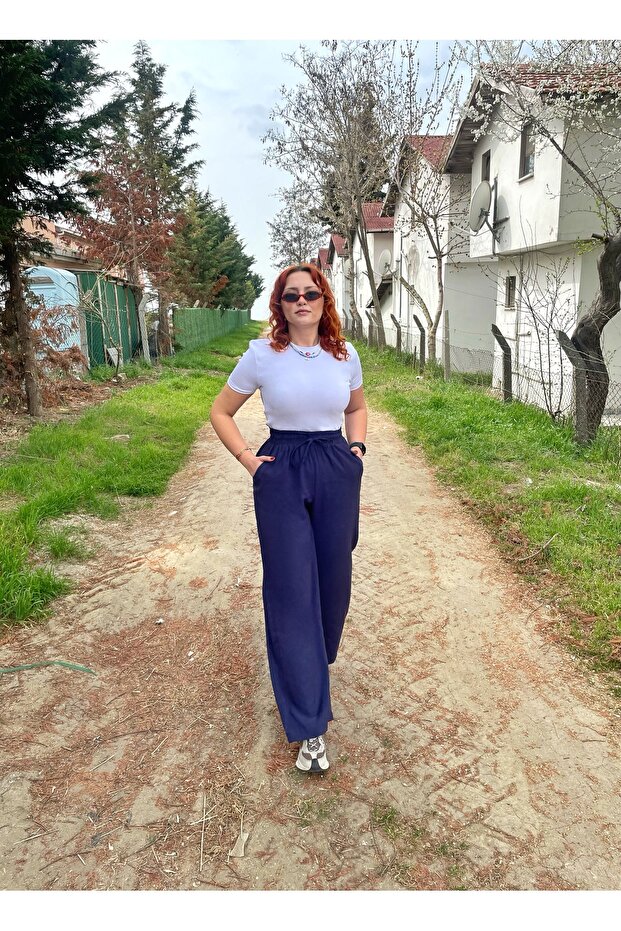 Navy Blue Palazzo Pantalon