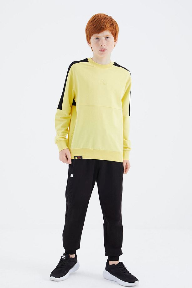 Sarı Basic O Yaka Erkek Çocuk Sweatshirt - 11182 - 7