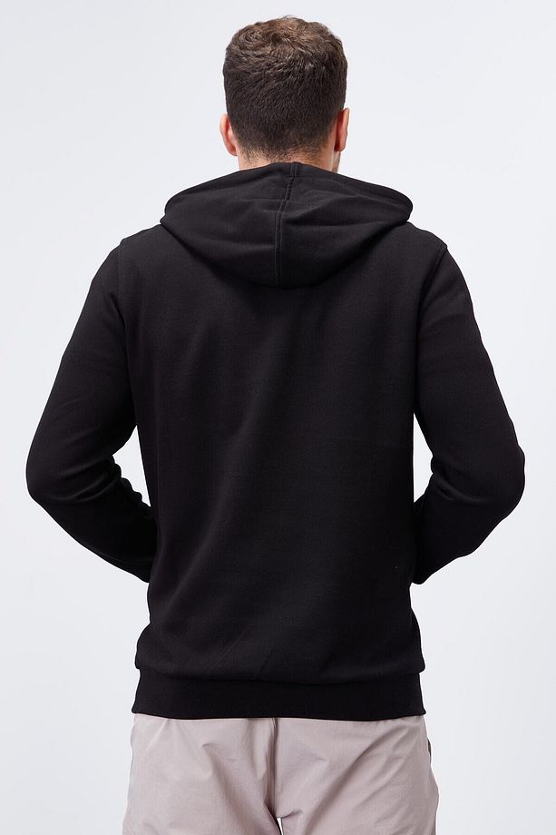 Siyah Kanguru Cep Standart Kalıp Kapüşonlu Erkek Sweatshirt - 87883 - 7