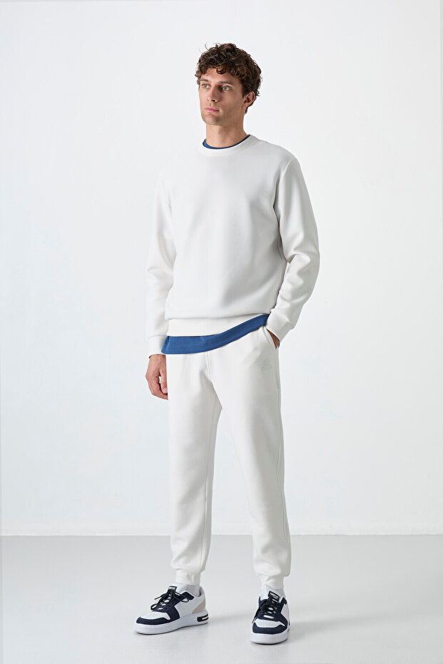 Ekru Bağcıklı Dar Paça Erkek Eşofman Alt - 84999 - 9