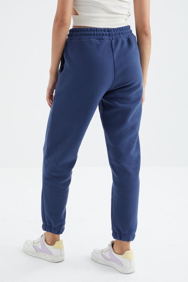İndigo Yüksek Bel Basic Bağcıklı Jogger Polar Kadın Eşofman Alt - 94622 - 9