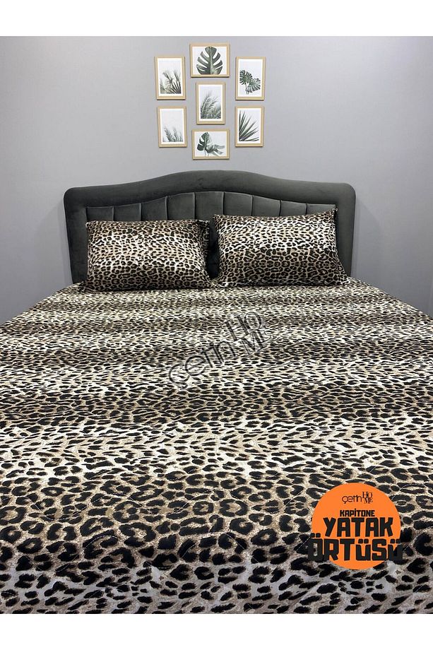 Çetinhome Battal Boy Kapitone Yatak Örtüsü Pike Seti Leopar - 6