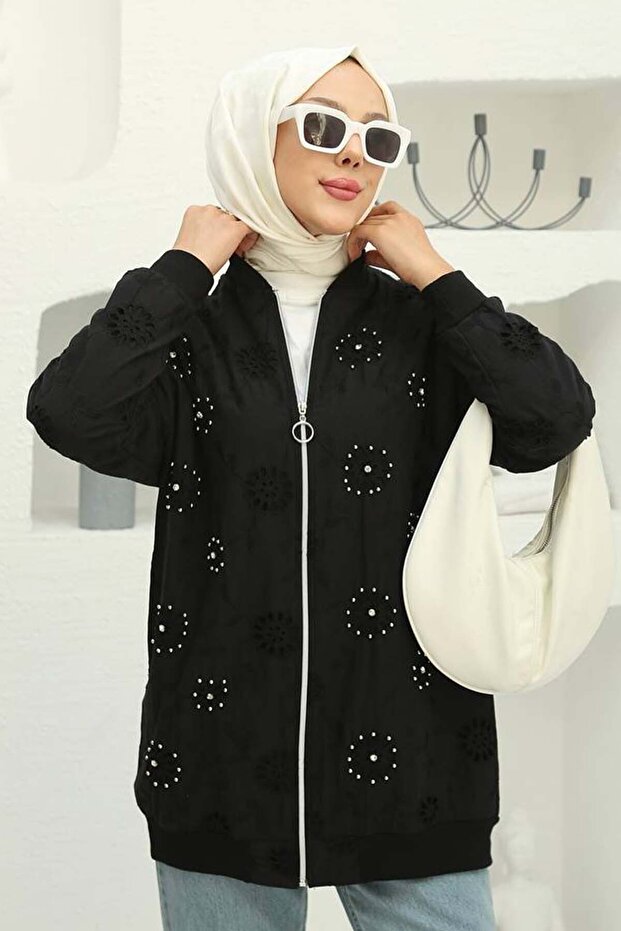 Taş İşlemeli Brode Hırka Siyah 2000 - 1