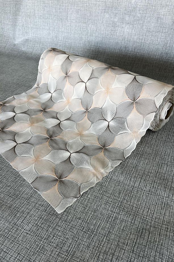Pvc deliksiz altı Şeffaf kaplama Dantel Raf Örtüsü -çiçek_1012-B - 2