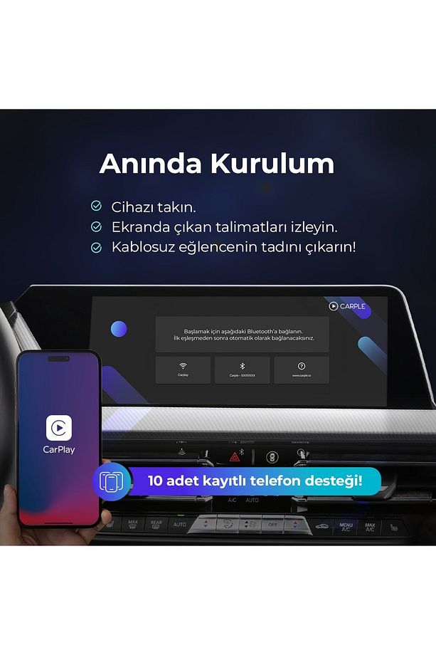 Duo Araç İçi Kablosuz CarPlay ve Android Auto Adaptörü | Apple iOS ve Android Cihazlarla Uyumlu - 5