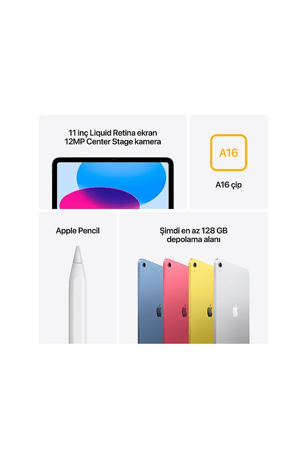11 inç iPad (A16) Wi-Fi 256 GB Tablet Mavi (MD4H4TU/A) - 6