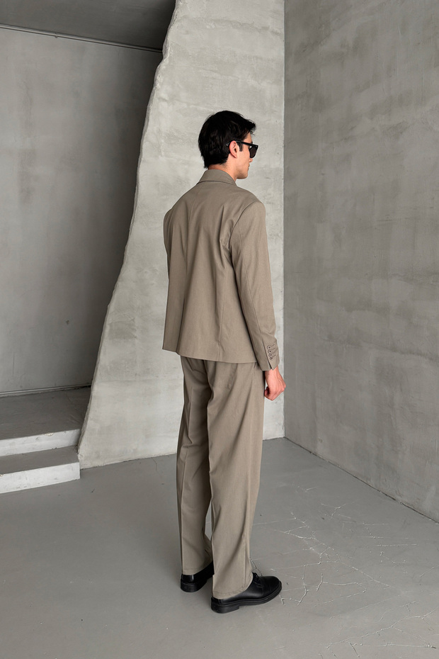 Erkek Tek Düğmeli Oversize Takım Elbise - 7