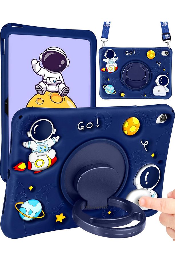 İpad 11 (A16) 2025 10. Nesil 10.9 Astronot Çocuk Kılıfı Askılı Standlı Karakterli A2696 A2757 A3355 - 1