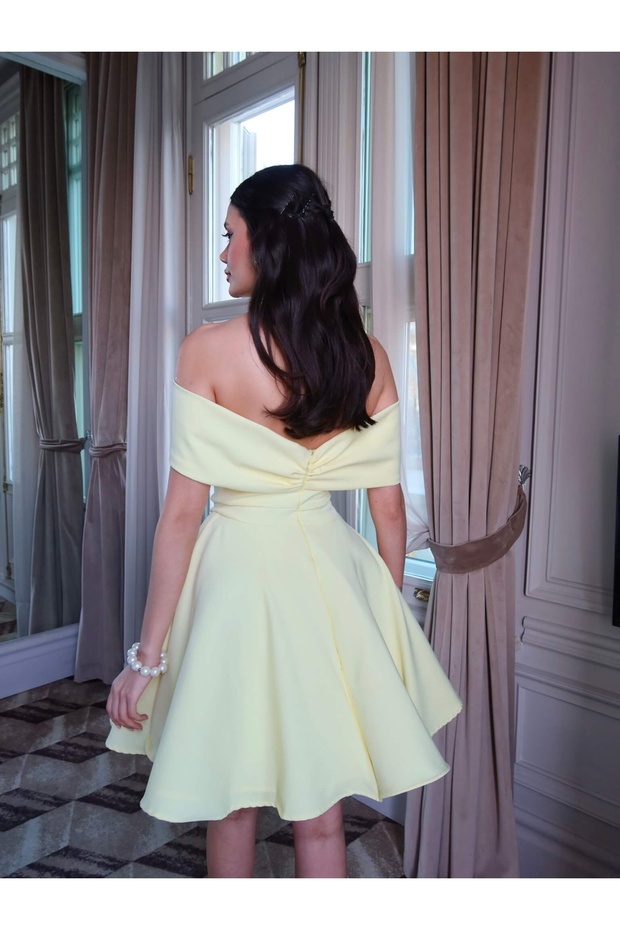 Sarı Mini Elbise - 5