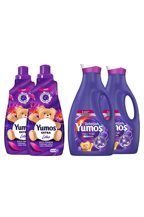 Yumoş Extra Yumuşatıcı Lotus ml 1440ml x2 +Yumoş Sıvı Deterjan Yoğun Terapi Tüm Renkliler 2520ml x2 - 3
