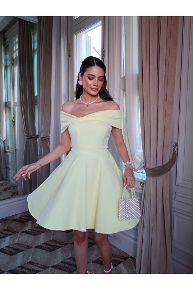 Sarı Mini Elbise - 1