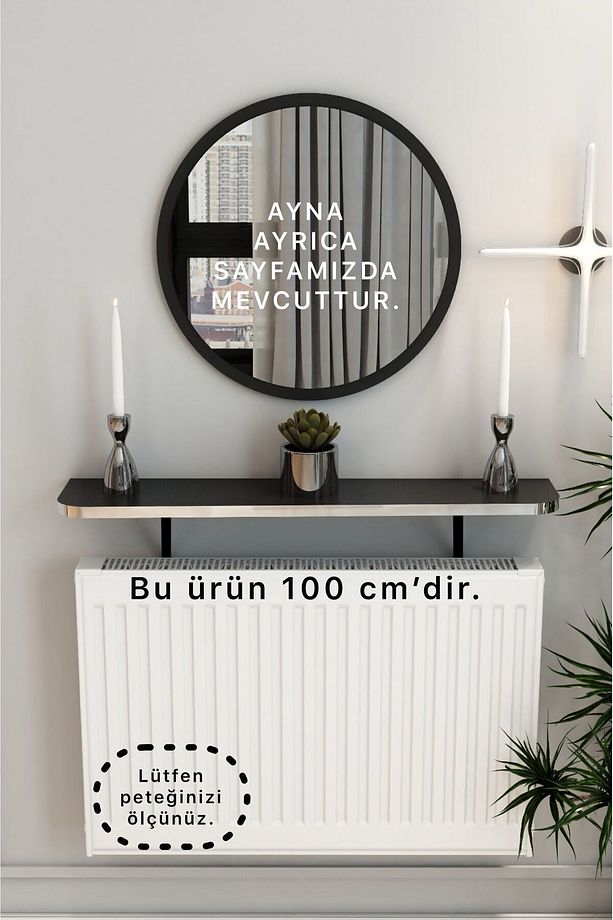 Siyah Gümüş Petek Üstü Tak Çıkar, Uçan Raf & Dresuar Duvar Montajsız Oval Kesim 100 Cm - 1