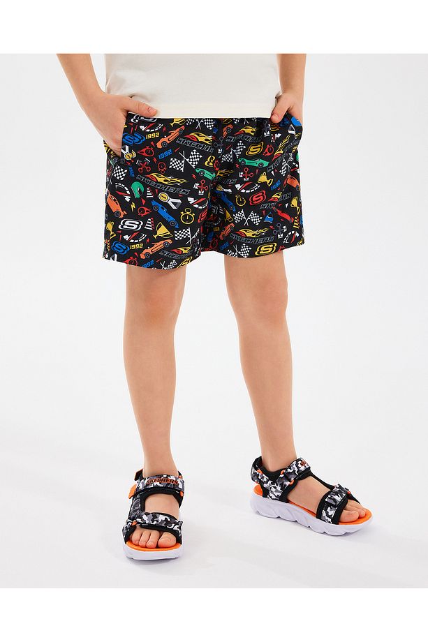 B 5 Inch Allover Print Swimshort Büyük Erkek Çocuk Siyah Deniz Şortu Sk2510069-001 - 3