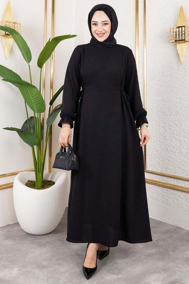 Yanları Bağcıklı Elbise - 1