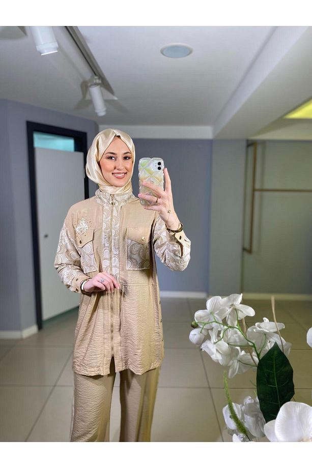 Marwa by moodbasic GOLD DANTELLİ İŞLEMELİ CUPRA TAKIM - 6
