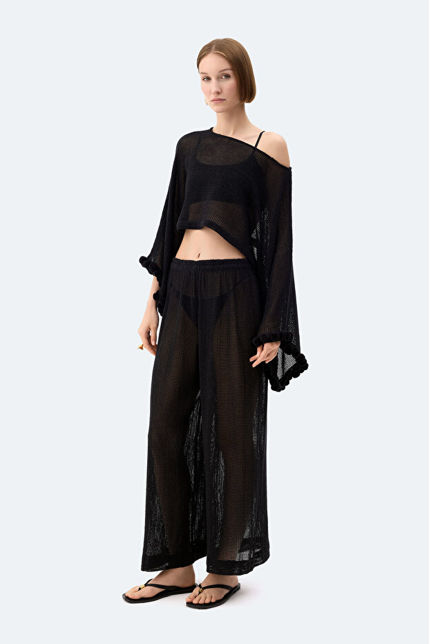 Siyah Kroşe Bluz - 1