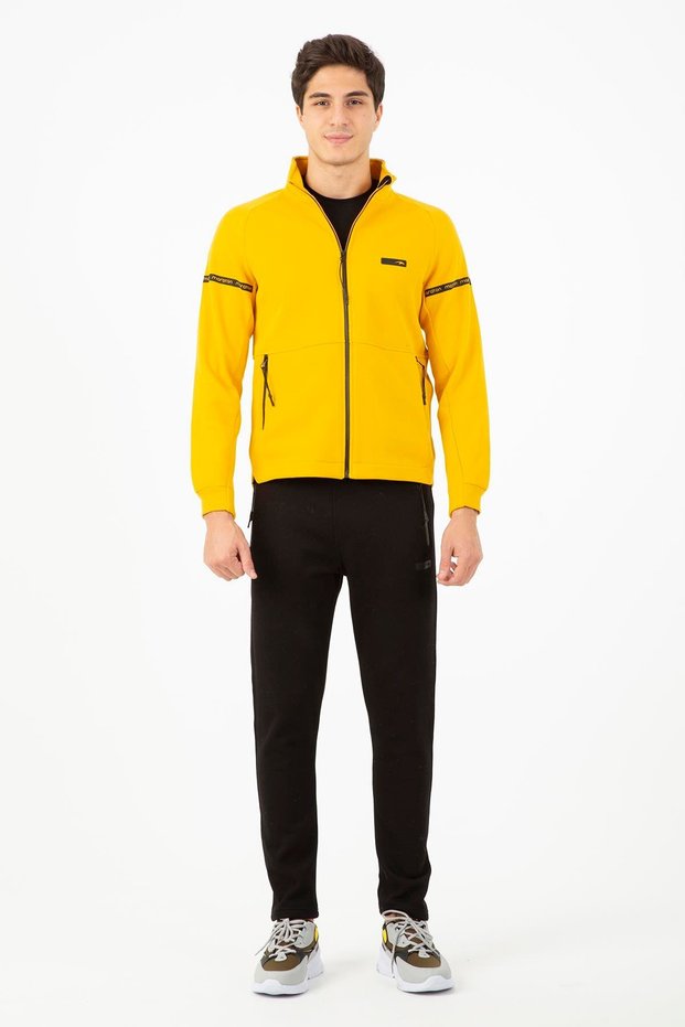 Comfort Men's Mock Neck Skinny Leg Yellow Tracksuit Set