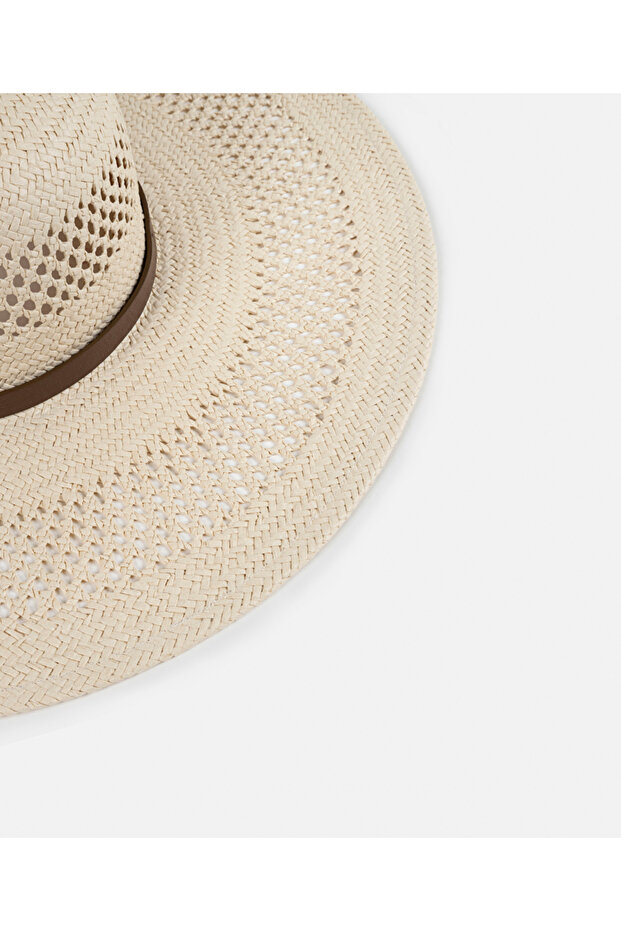 Deri görünümlü şeritli şapka - 3